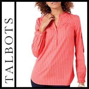 NWOT Talbot Coral Striped Popover Shirt